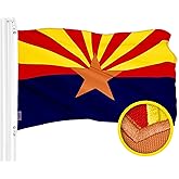 G128 Arizona AZ State Flag | 4x6 Ft | ToughWeave Series Embroidered 300D Polyester | Embroidered Design, Indoor/Outdoor, Brass Grommets