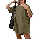 ANRABESS Women Summer Oversized T-Shirt Tee Romper Casual Baggy Short Sleeve Overall Athletic Workout Jumpsuit Trendy Outfits