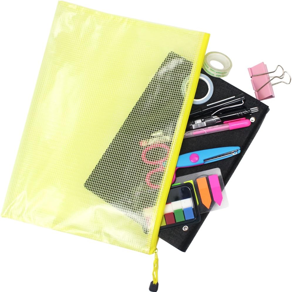 16pcs Mesh Clear Zipper Pouch, Zipper File Bags, Document Pouch Multipurpose Travel Bags for Office Supplies and Travel Organization : Office Products