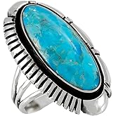 Turquoise Ring Sterling Silver 925 Genuine Gemstones Size 6 to 11