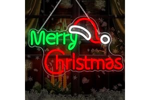 EOXUEFO Merry Christmas Neon Signs, Dimmable Merry Christmas LED Light Sign For Holiday Party Home Bar Decoration, USB Powerd Christmases Neon Lights For Wall Decor Festival Celebration 14.96" × 9.45"