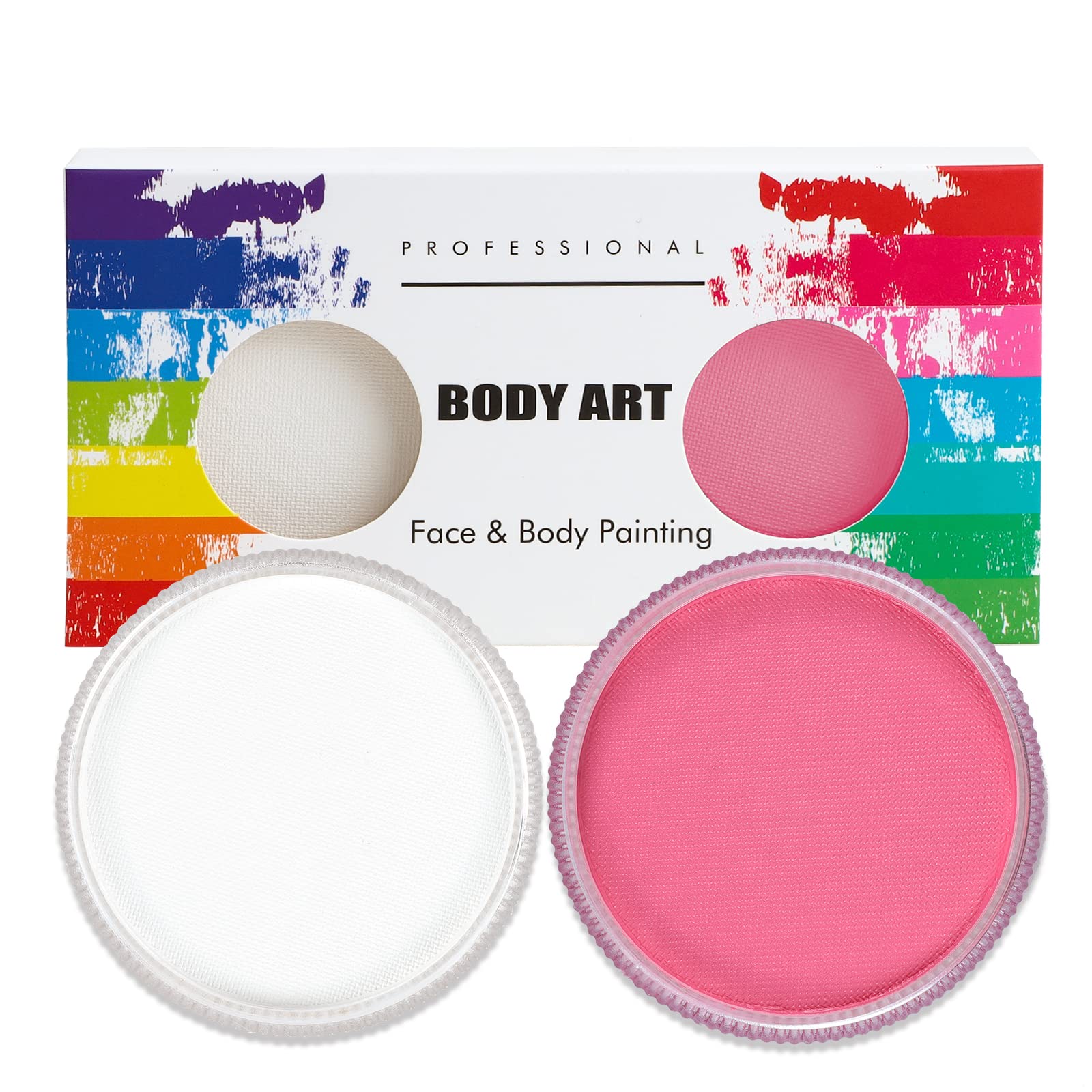 FLYISH DIRECT Face Paints for Children 2 x 30g, Large Professional Face and Body Paints Water Based Face Painting for Kid and Adults Carnival and Festival, White Pink