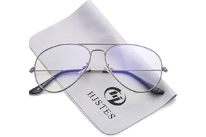 HJSTES Clear Lens Aviator Glasses Blue Light for Women Men Classic Pilot Frame Non-prescription Eyeglasses