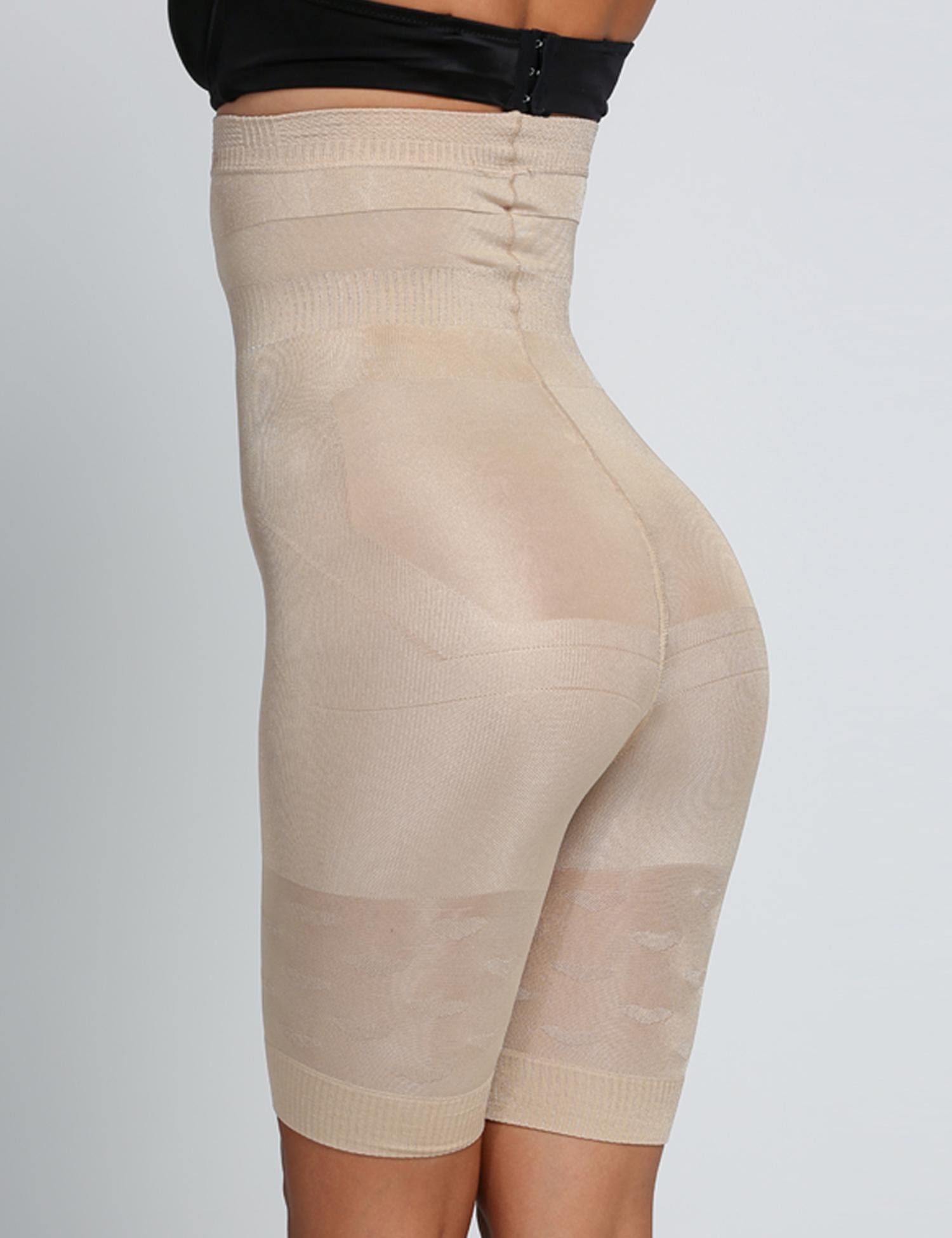 PEATAO Women Sexy High- Cuts Beauty Slimming Shapewear Fat Burning Slim Shape Bodysuit & Pants Thigh Slimmers Apricot