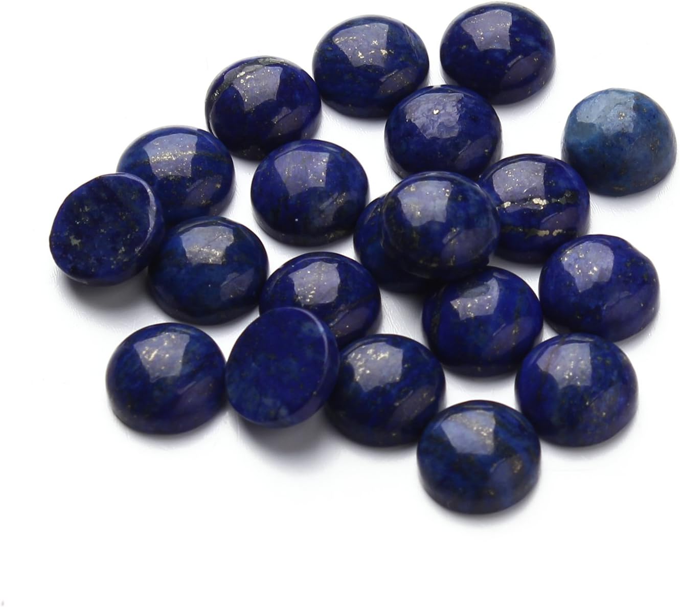 Linsoir Beads Blue Lapis Lazuli Cabochon Round/Oval Shape Blue Gemstone Natural Stones for DIY Jewelry Making Stone 10 pcs/lot