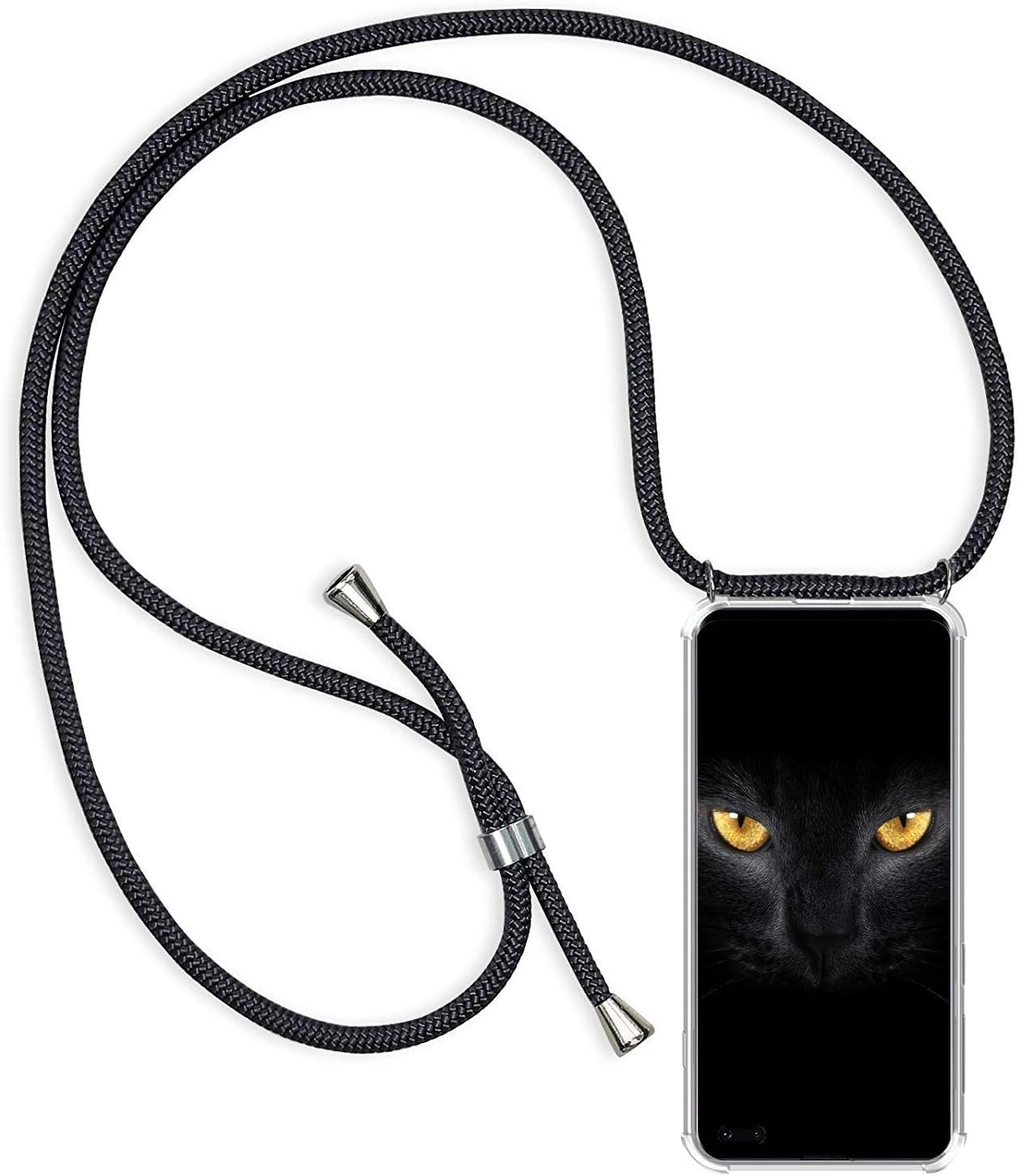 UPSTONE Compatible for Galaxy S10 5G (2019) Lanyard Strap Case,Crystal Clear Soft TPU Silicone Bumper Ultra-Thin Transparent Shockproof Air Cushion Carrying Shoulder Rope Protective Cover (Black)