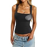 EasyGala Womens Padded Tank Tops Double Lined Built in Bra Sleeveless Top Square Neck Slim Fitted Summer T Shirts 2025