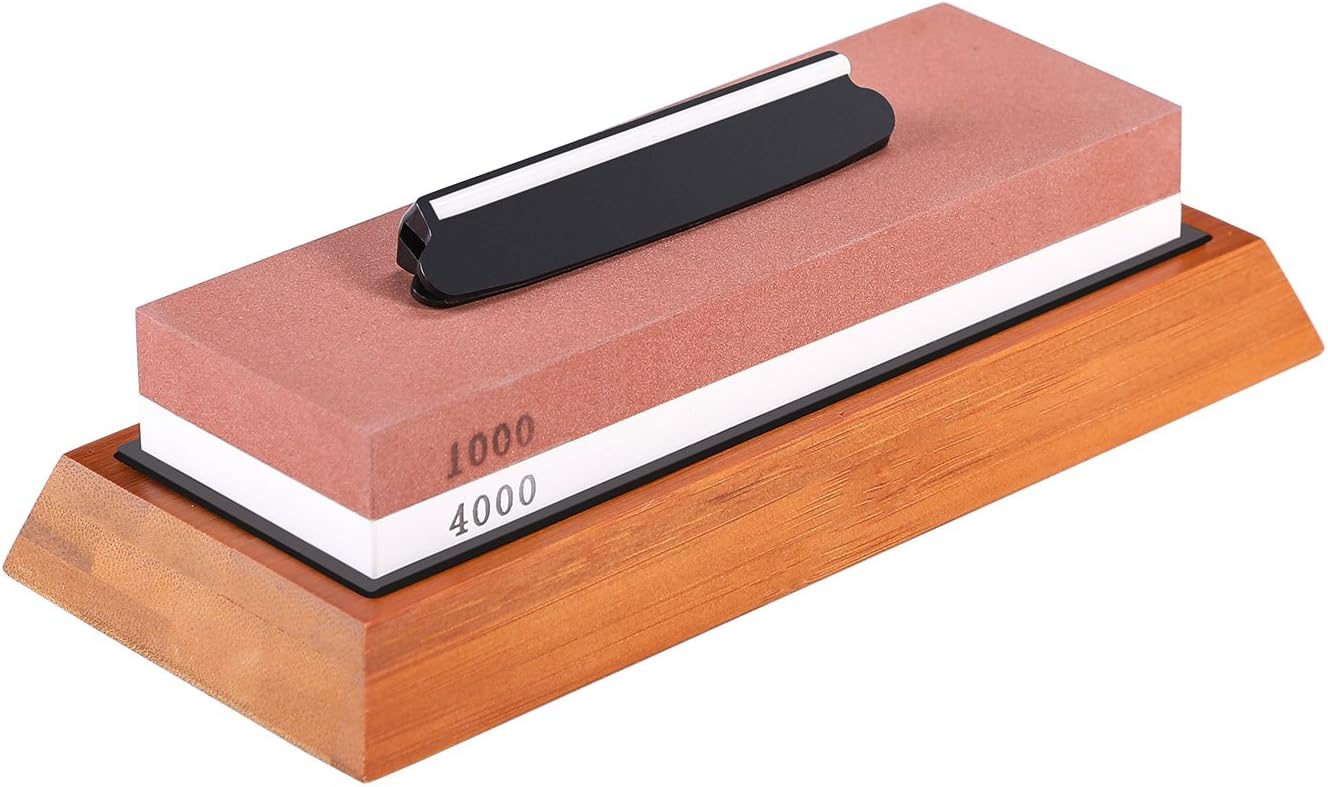 Sfeomi Premium Sharpening Stone 2 Side Grit 1000/4000 Professional Whetstone High Quality Whetstone Knife Sharpener with Non-Slip Silicone Base and Angle Guide (1000/4000 Grits)