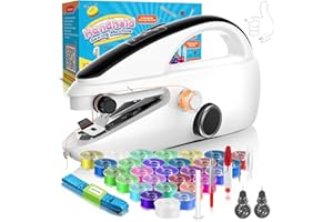 EMSA 37PCS Accessories Handheld Sewing Machine, Rechargeable Mini Sewing Machine for Beginners and Adults, 2 Modes Portable Sewing Machine Handheld Easy to Use and Fast Stitch Suitable for DIY, Clothes