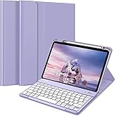 FINTIE Keyboard Case for iPad Air 11-inch M3 (2025) / M2 (2024), iPad Air 5th (2022) / 4th Generation 10.9 Inch - Soft TPU Cover w/Magnetically Detachable Bluetooth Keyboard, Lilac Purple