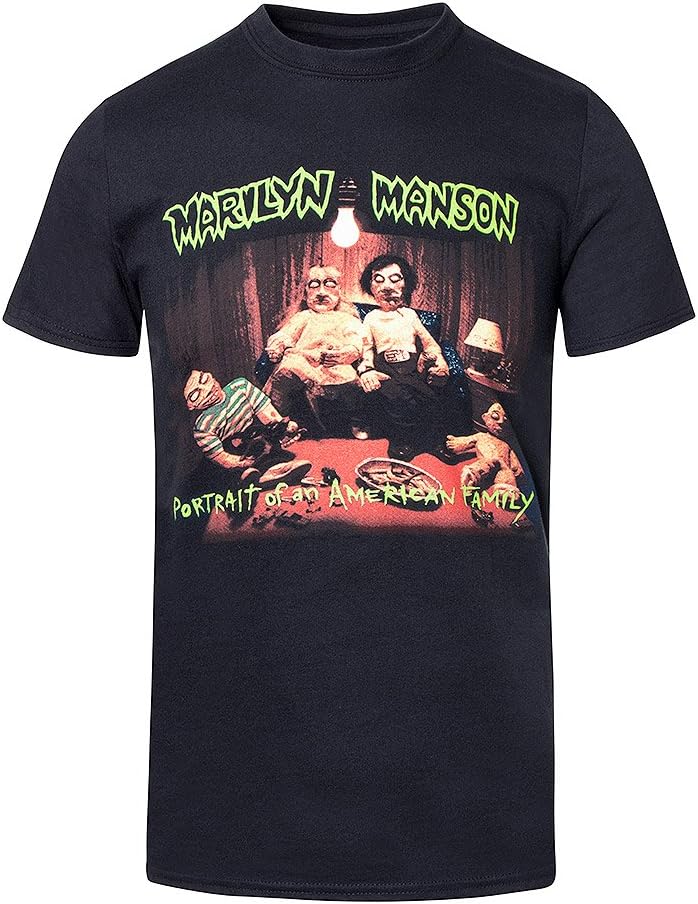 Marilyn Manson Portrait Of An American Family T-Shirt Mens Black Music Tee Shirt