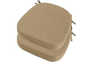idee-home Outdoor Chair Cushions Set of 2, 19" x 19" x 3" Thick D-Shaped Patio Furniture Outdoor Seat Cushions Waterproof with Ties, Dining Pads
