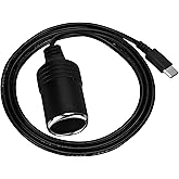 12V USB Type-C Male Plug to Car Cigarettes Adapter Female Socket PD Power Cable,Work with 45W~65W PD USB C Charger,for Dash C