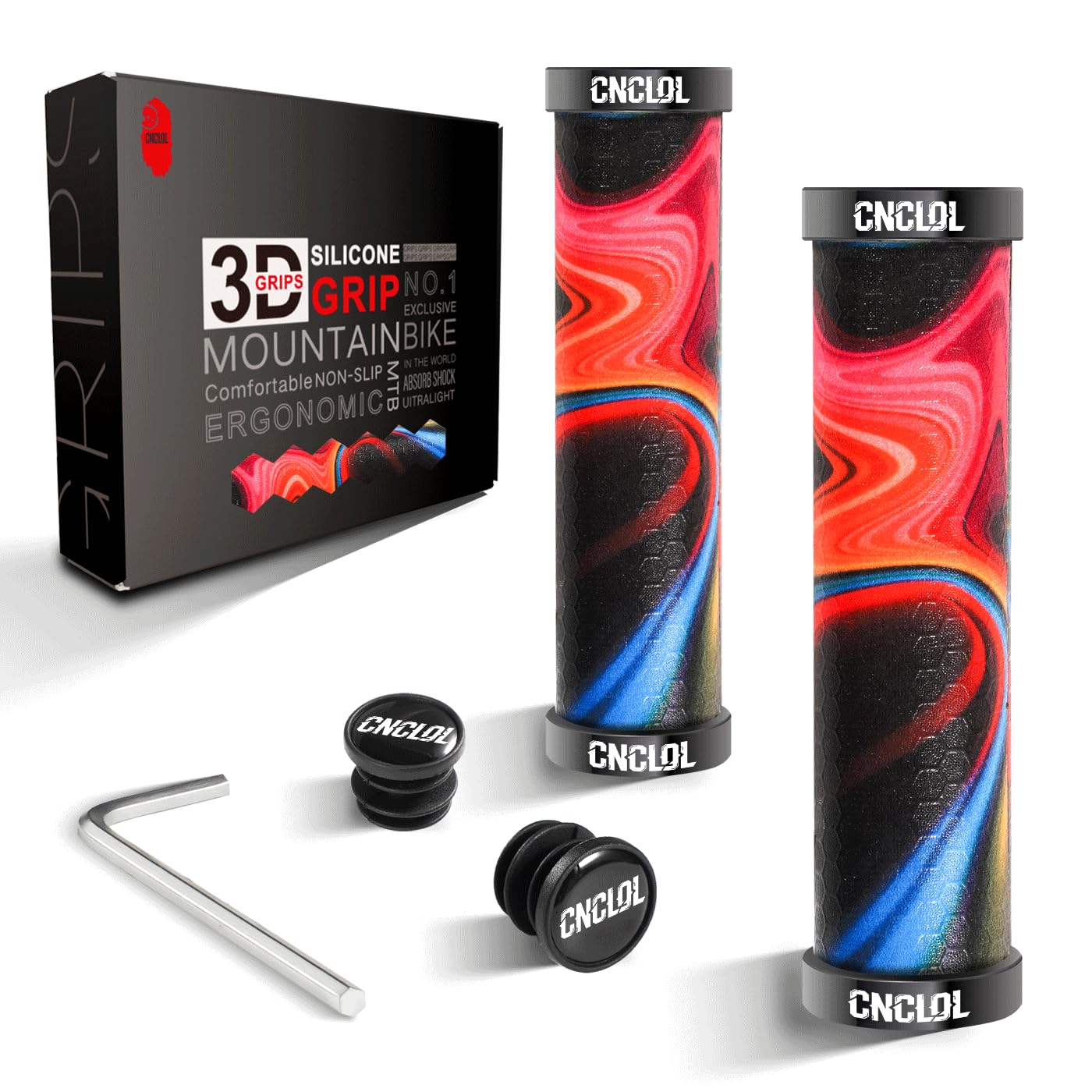 Chooee Silicone Mountain Bike Grips, MTB Grips Double Lock on Bicycle Handlebar Grip QCS