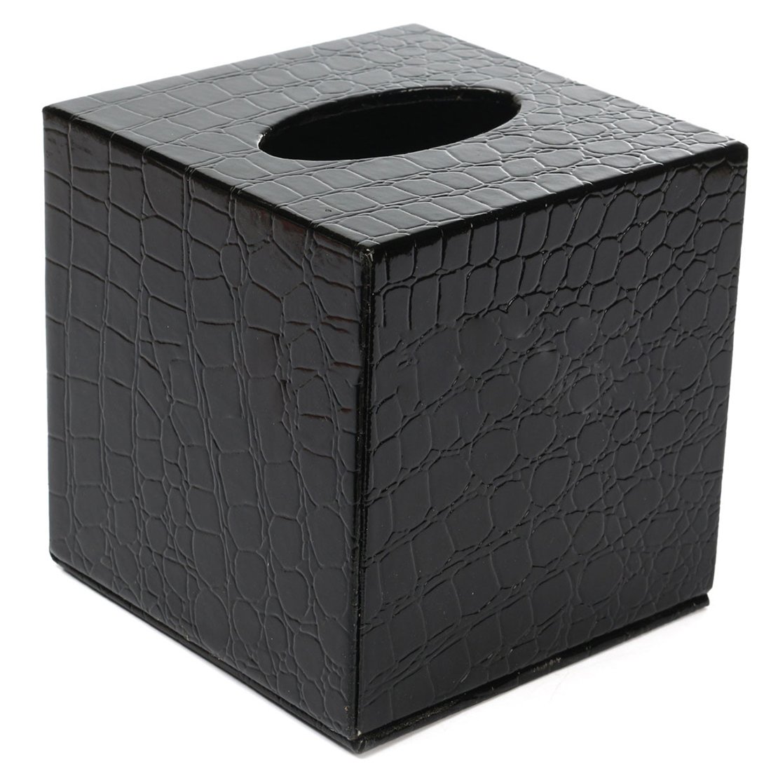 WATFOERS Durable Room Car PU Leather Square Tissue Box Paper Holder Case Cover Napkin Color:Black pattern,Size: 13.8 * 13.8 * 13cm