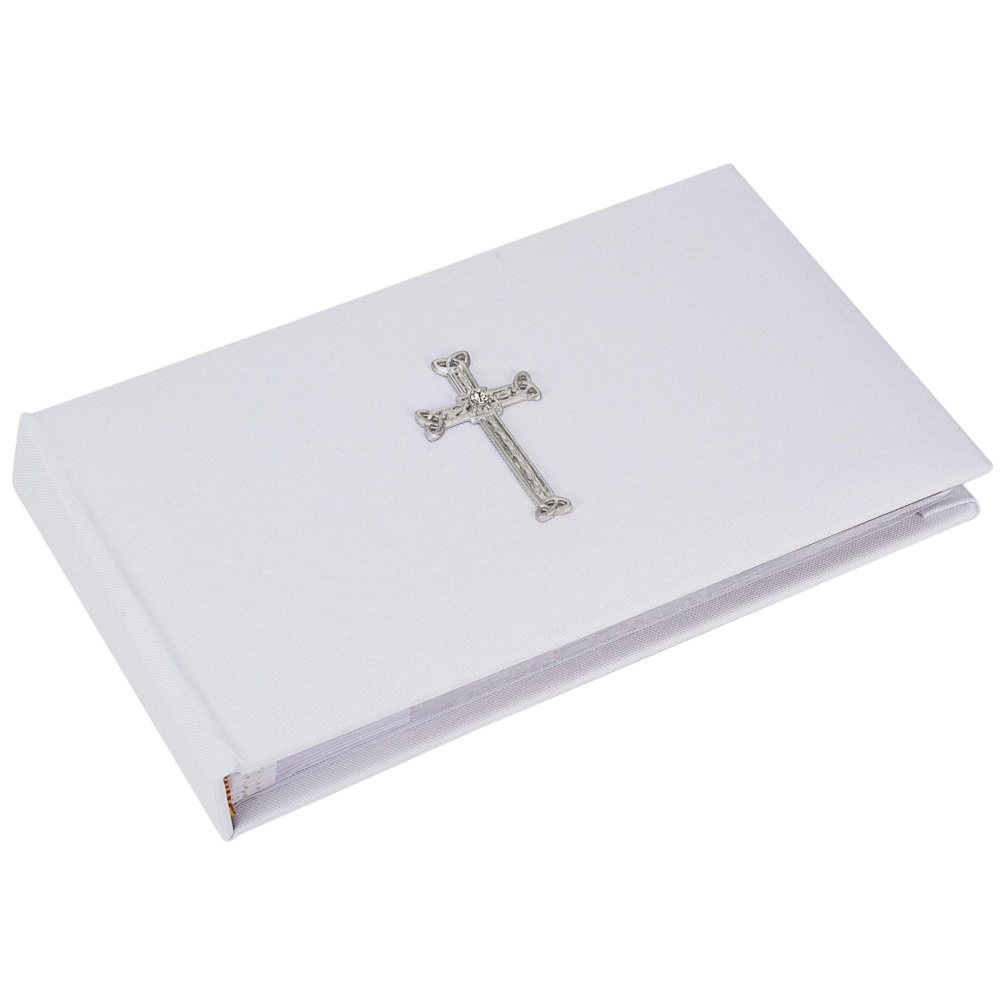 Holy Communion photo album - Cross design photo album in white, holds forty 6x4 inch photos