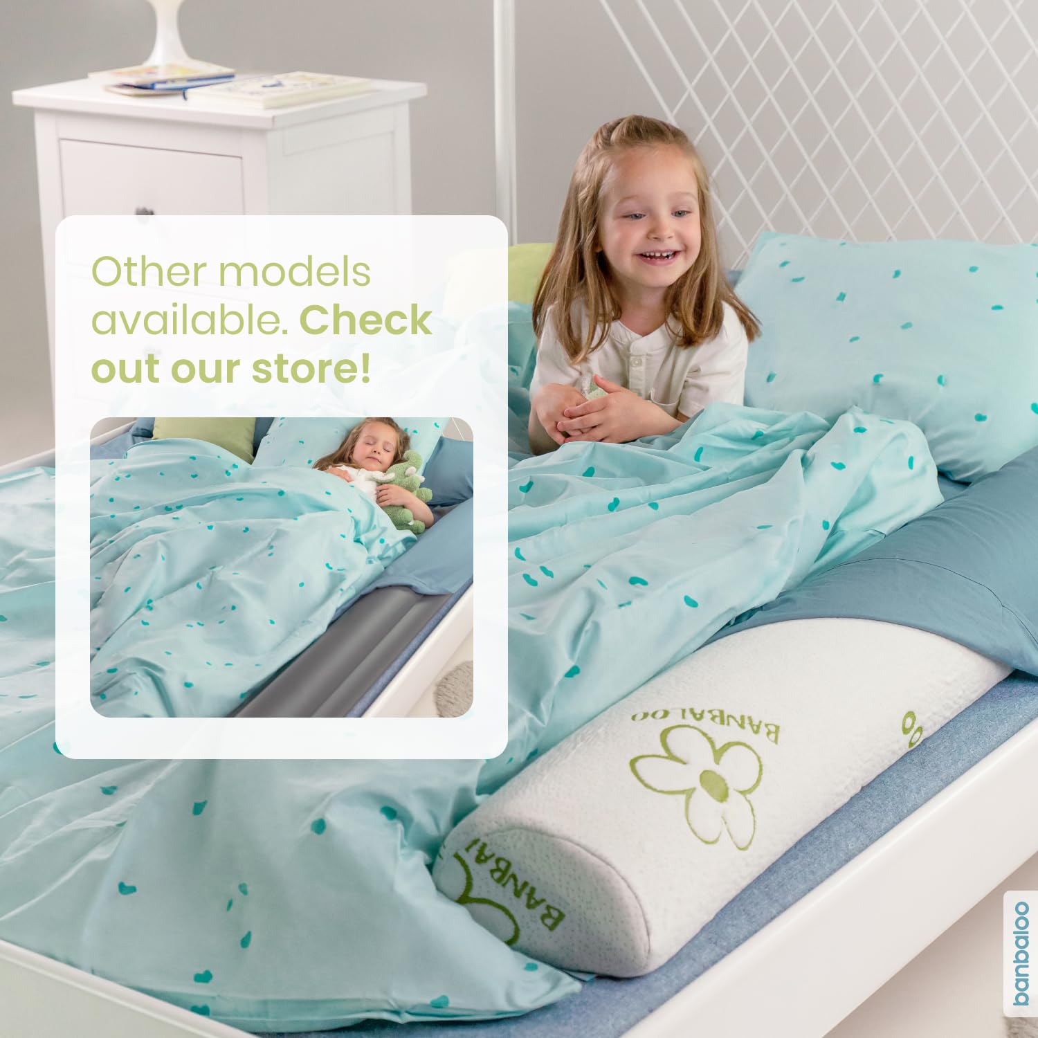 BANBALOO | Bed Bumper for Toddlers - Premium Model | XL Bed Barrier with Mattress Cover | Toddler Bed Bumper | Easy Setup and Quick Installation | Queen, King, Twin, Full-Size Bed | Foam