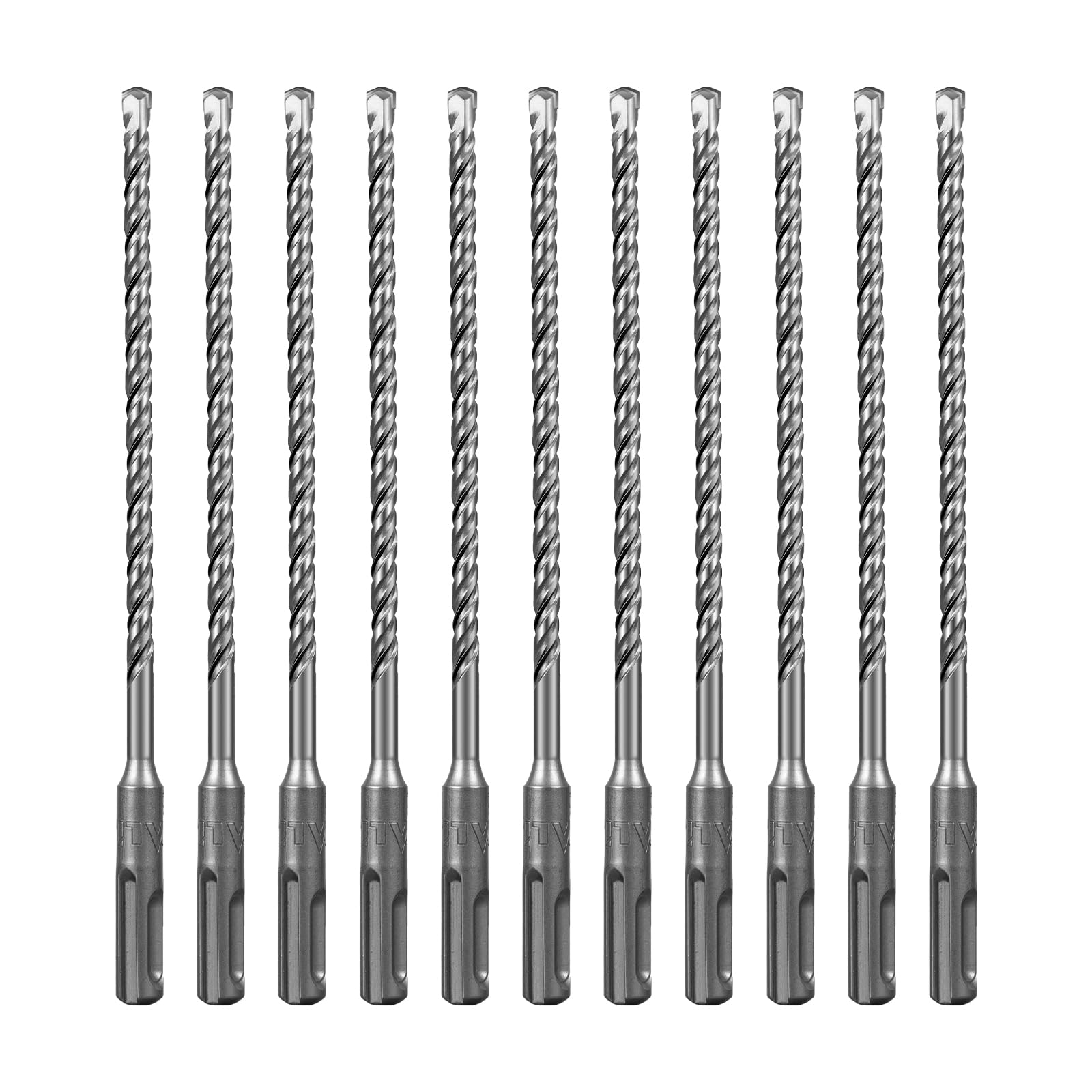 SALI 10PCS SDS Plus Rotary Hammer Drill Bit Kit - Double Thread Tungsten Carbide Tip for Concrete, Brick, Cement Walls, Stone - 7mm x 210mm Hammer Drill Bits