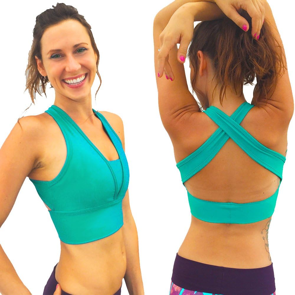 Crop Top Sports Bra (Medium, Teal)