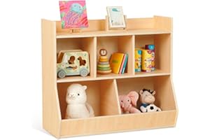 OOOK 2 in 1 Kids Bookshelf and Montessori Toy Shelf, School Classroom Storage Cabinet for Organizing Books and Toys, Suitable for Kids Nursery, Playroom, Living Room, Kindergarten, School