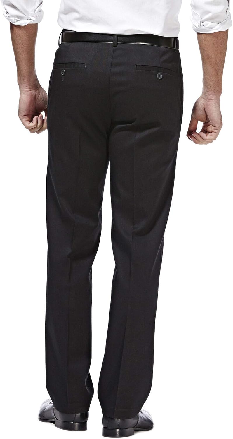Haggar Men's Premium No Iron Khaki Straight Fit Flex Waistband Flat Front Pant at  Men’s Clothing store