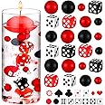 Seenelling 330 Pcs Casino Vase Filler Include Mini Playing Cards Dice Faux Pearls Casino Theme Party Decorations Dice Vases Floating Candles Items for Las Vegas Night Birthday Tabletop Centerpieces