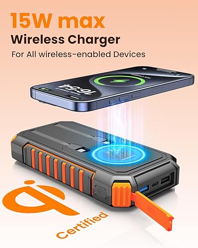Riapow Solar Power Bank, 27000mah Wireless Battery Bank, - Main Image
