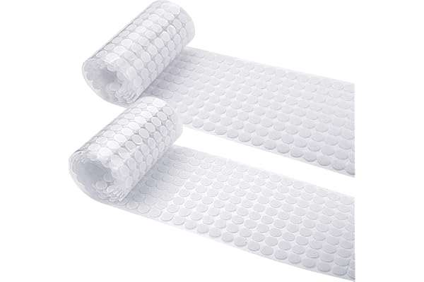 JANYUN 1008pcs 2/5" 10mm Diameter Sticky Back Dots Hook and Loop Self Adhesive Dots Tapes White