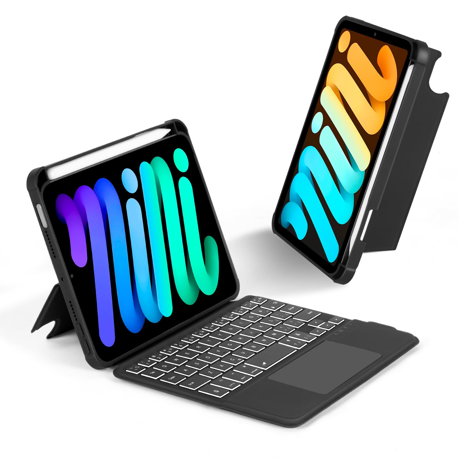 Photo 1 of EAMPANG Case with Trackpad Keyboard for iPad mini 7th(A17 Pro, 2024)/6th Generation 8.3 inch,7-Color Backlit Wireless Keyboard Magnetic Detachable Multi-Angle Stand Cover for iPad mini 6 7 Black