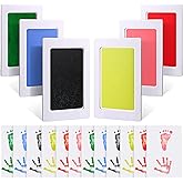 Outus 18 Pieces Baby Inkless Handprint and Footprint Kit 6 Safe Hand and Foot Ink Pad Clean Touch Dog Paw Print Stamp Kit and 12 Card for Newborn Registry Family Keepsake Baby Gift (Medium)