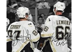 Ikonic Fotohaus Mario Lemieux Sidney Crosby Signed Photo Autograph Print Wall Art Home Decor