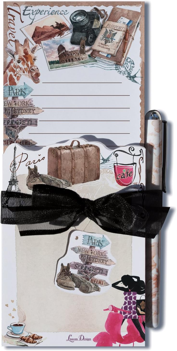Lissom Design Magnetic List/Diecut Notepad Set, Traveler