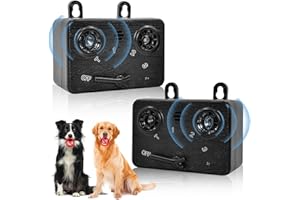 FETUIO Anti Barking Device for Dogs, 2 Pack Ultrasonic Dog Bark Control Devices Bark Box with 3 Modes, 50FT Sonic Bark Deterrent Dog Barking Silencer, Indoor Outdoor Use (Black)