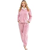 PJGGZ Fluffy Womens Pajama Sets, Pjs with Pants Winter Fuzzy Pajamas Fleece Soft Cozy Warm Ladies Loungewear