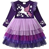 DXTON Girls Tutu Dresses Toddler Winter Long Sleeve Party Tulle Dresses for 2-12T