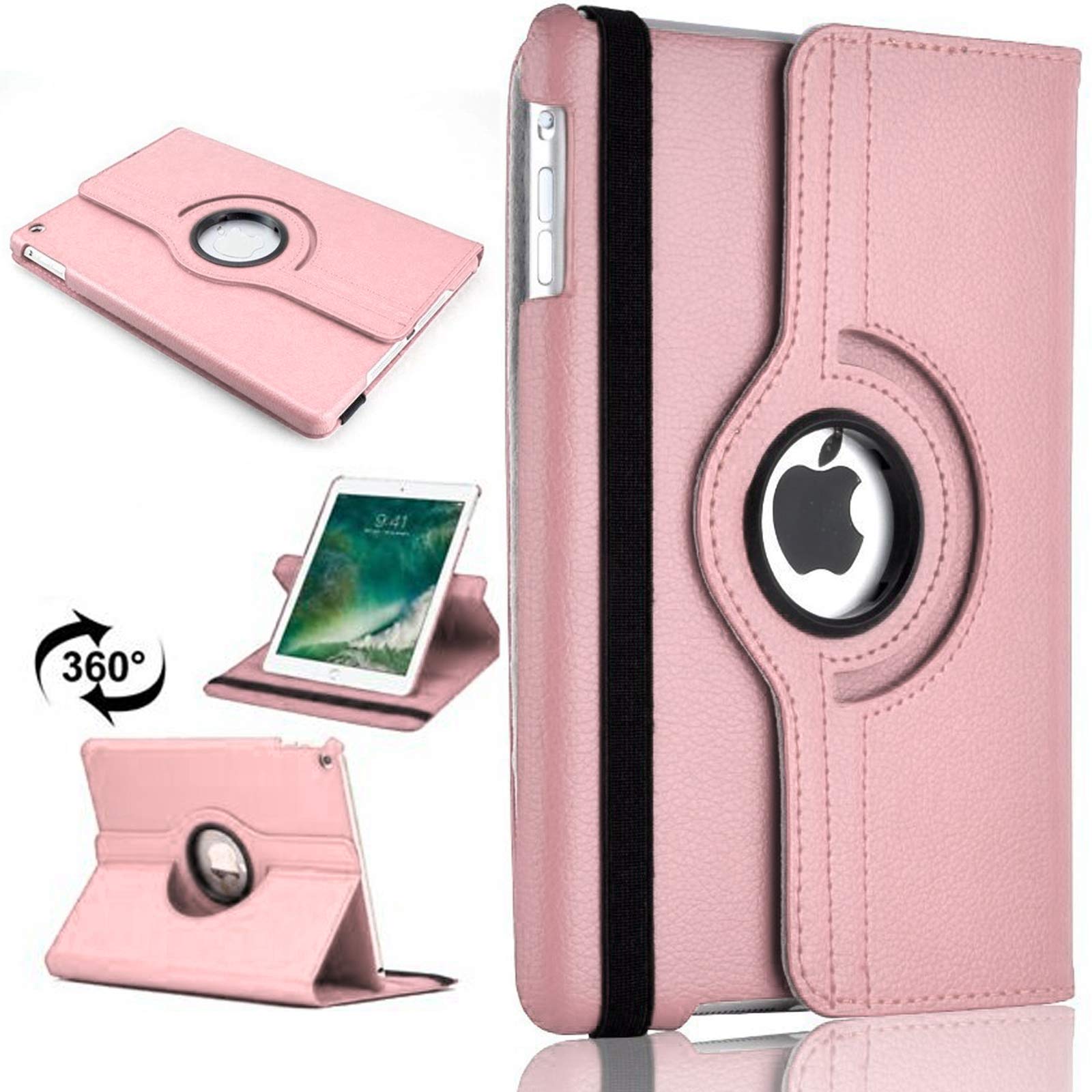 360 Rotate Case For Apple iPad Air (2013) 1st Generation 9.7 inch A1474 A1475 A1476 Leather Stand Folio Cover (Baby Pink)