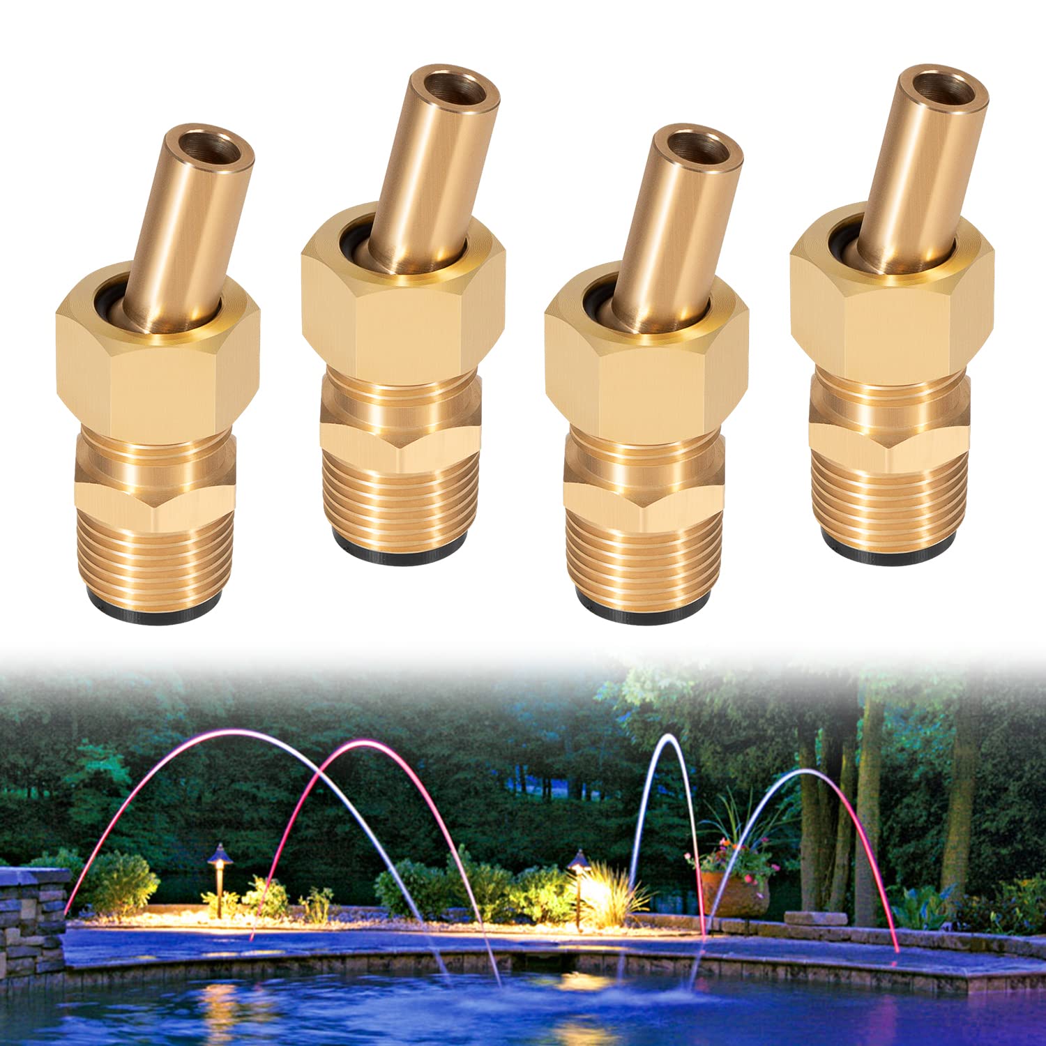 Photo 1 of usvehj Swimming Pool Spa Brass Deck Jet Nozzle 590041 R0560400 Replacement for Zodiac Deck Jet Water Design-1/2 NPT (4-Pack)