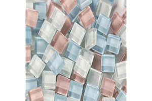 LelonHo 10oz/330pcs Mosaic Tiles for Crafts，0.4 * 0.4 Inch Square Crystal Mosaic Glass Tiles for DIY Picture Home Decoration and Handmade Jewelry Art Decoration Gifts. (Mixed Pink White Sky Blue)