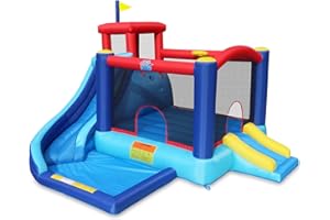 Action Air Bounce House - Inflatable Bouncing House with Blower for Indoor & Outdoor - Jump Bouncy Castle with Slide - Big Bouncy Area, Love for Kids