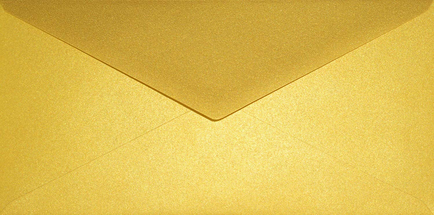 Netuno 25 Long Gold Pearl envelopes DL 110 x 220 mm 4.33 x 8.66 in 120gsm Aster Metallic Cherish Long Pearlescent Envelope Shimmer envelopes for Wedding Invitations Letters Flyers Business Cards