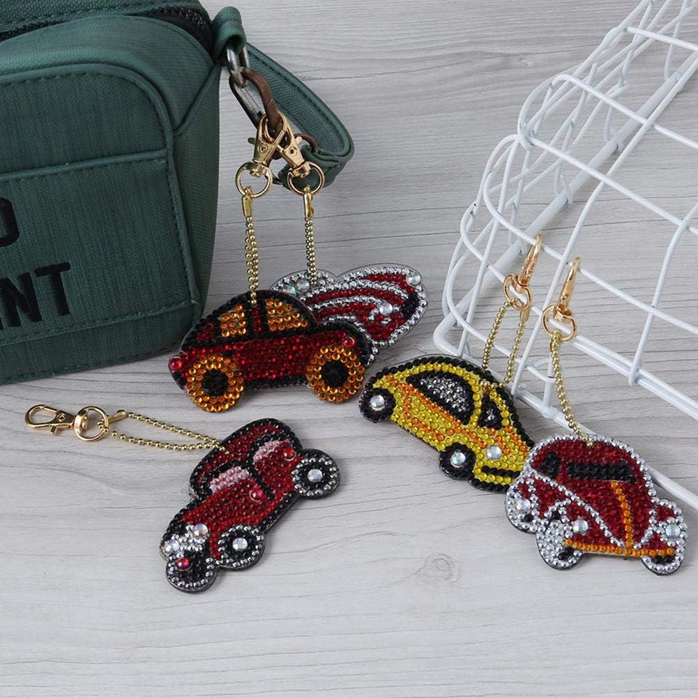 DIY Diamond Keychains, 5Pcs Mini Car Drill Pendant for Kids and Adults Resin Diamond Material, Handbag Phone Charms - Image 3