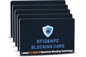 5 Pack RFID Blocking Cards, Contactless NFC Debit Credit Card Passport Protector for Business & Travel Wallet