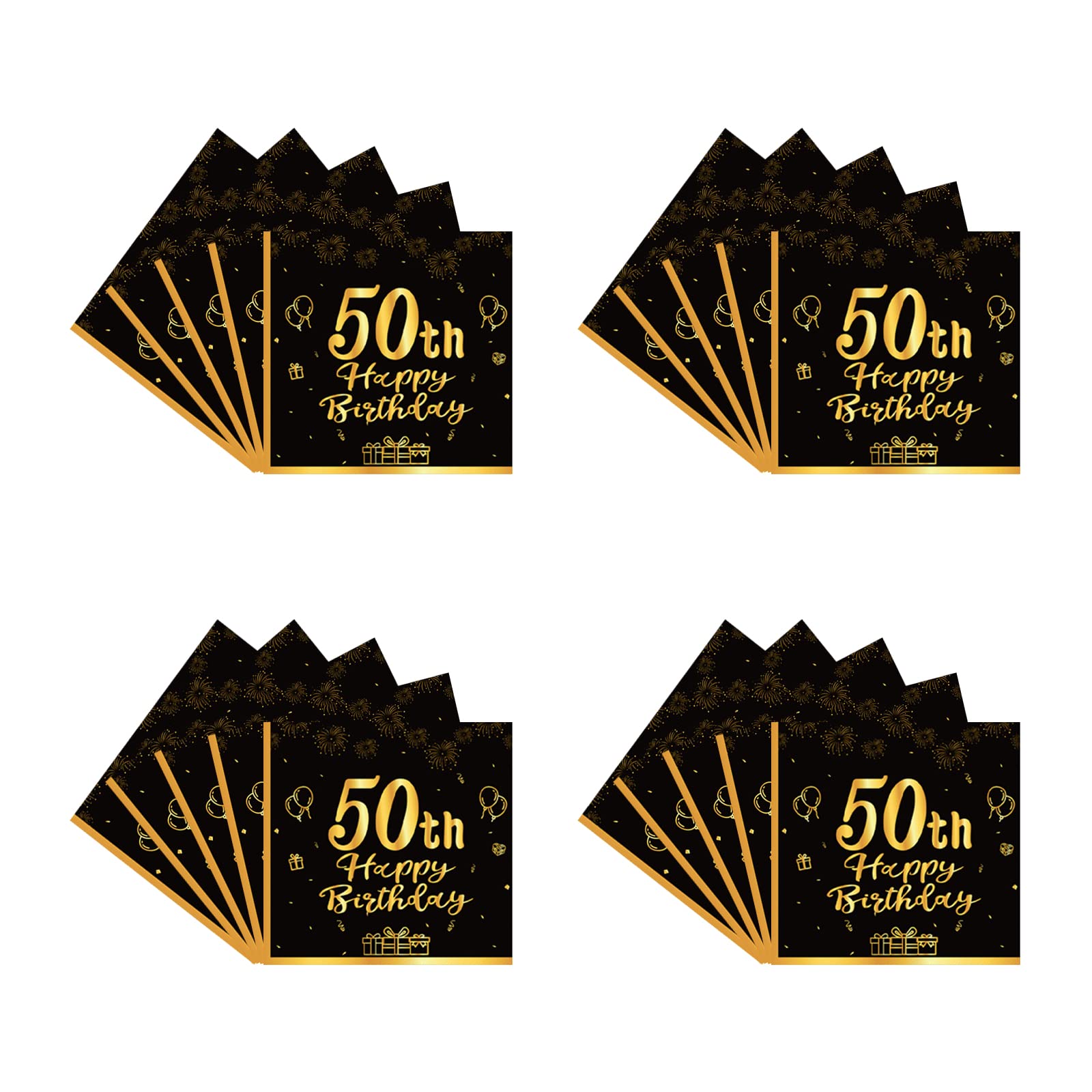 Happy 50th Birthday Napkins Black and Gold,20Pc 50th Tableware Party Napkins,50th Birthday Decorations Tissue Luncheon Paper Napkins for Women,Men,Him,Her 50th Birthday Party Supplies Table Decoration