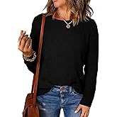 EVALESS Womens Sweaters Casual Long Sleeve Crewneck Cable Knit Lightweight Oversized Crochet Sweater Pullover Tops