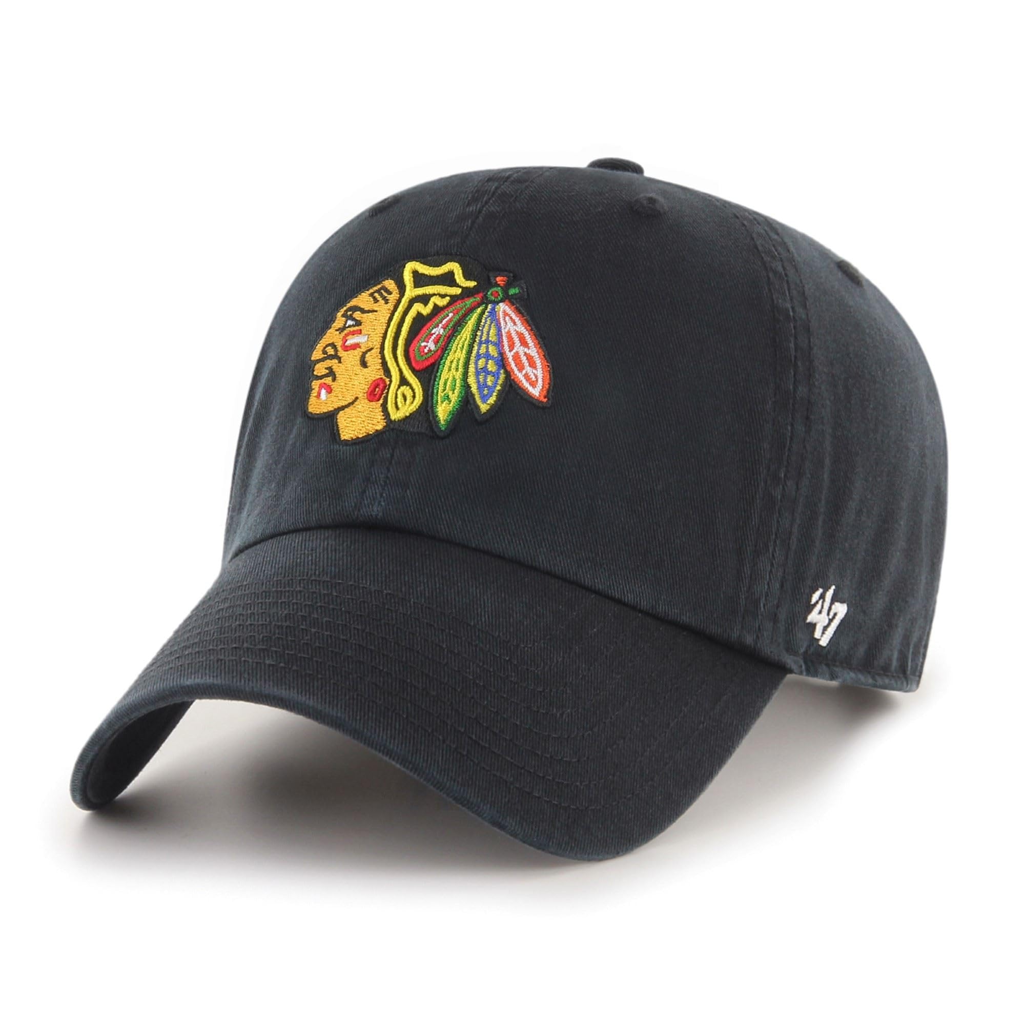 47 NHL Chicago Blackhawks CLEAN UP Cap – 100% Garment Washed Cotton Relaxed Fit Unisex Baseball Cap Premium Quality Design and Craftsmanship by Generational Family Sportswear Brand
