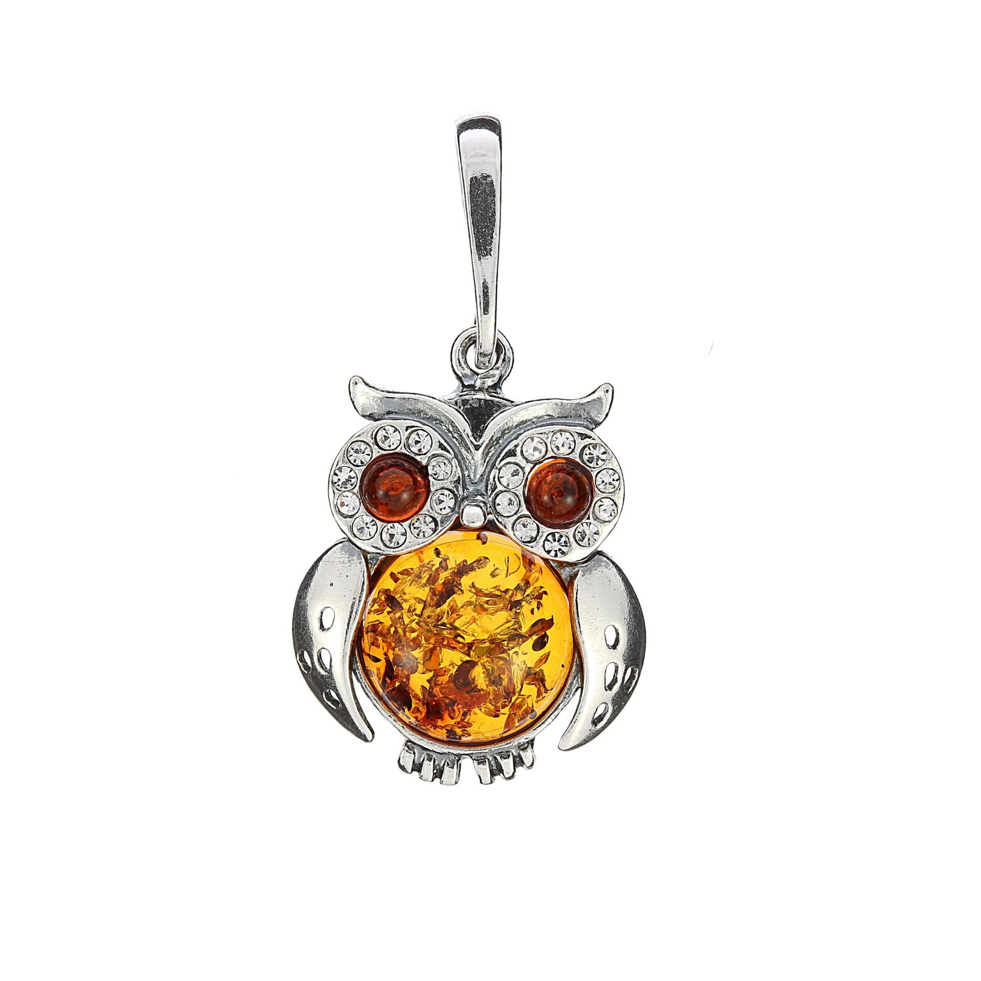 Artisana-Schmuck Amber Pendant Owl with Amber and 925/000 Sterling Silver