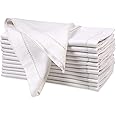 Ramanta Home Hemstitched Dinner Napkins Set of 12 - White, 18x18 Inches - Premium Textured Cotton Soft Cloth Napkins - Durable and Reusable for Weddings or Everyday Use