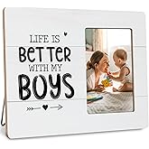 DIMSEOIUS Boy Mom Gifts Picture Frame, Mother Gift from Son, Life is Better With My Boys Frames Fits 4x6 Photo