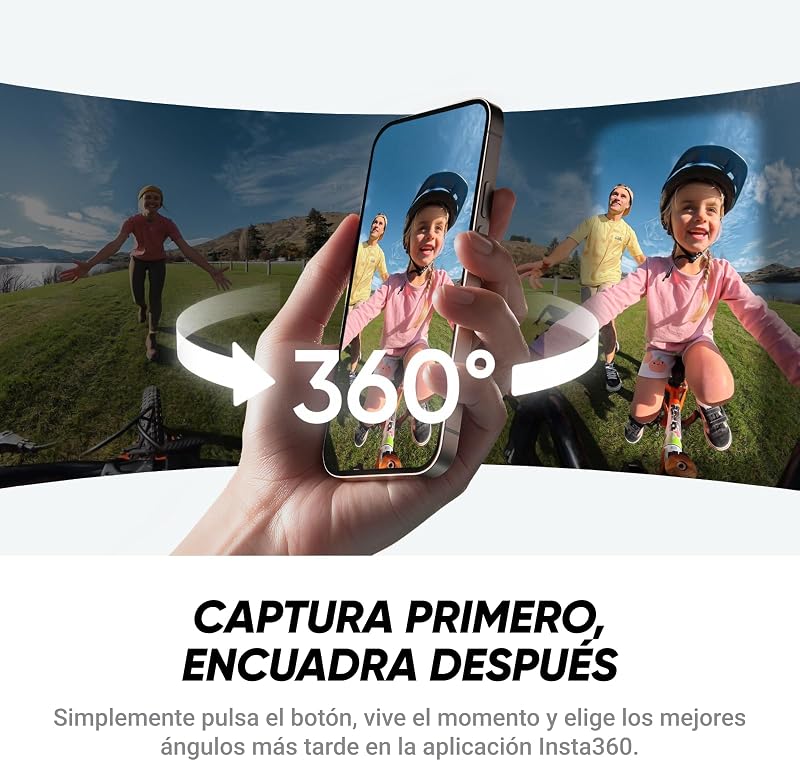 X4 Air Black Graphite, Cámara con resolución 8K y 360°, bastón de Selfie Invisible, con protección antiviento integrada, graba Primer y Segundo Plano, Lentes Intercambiables, Starter Pack