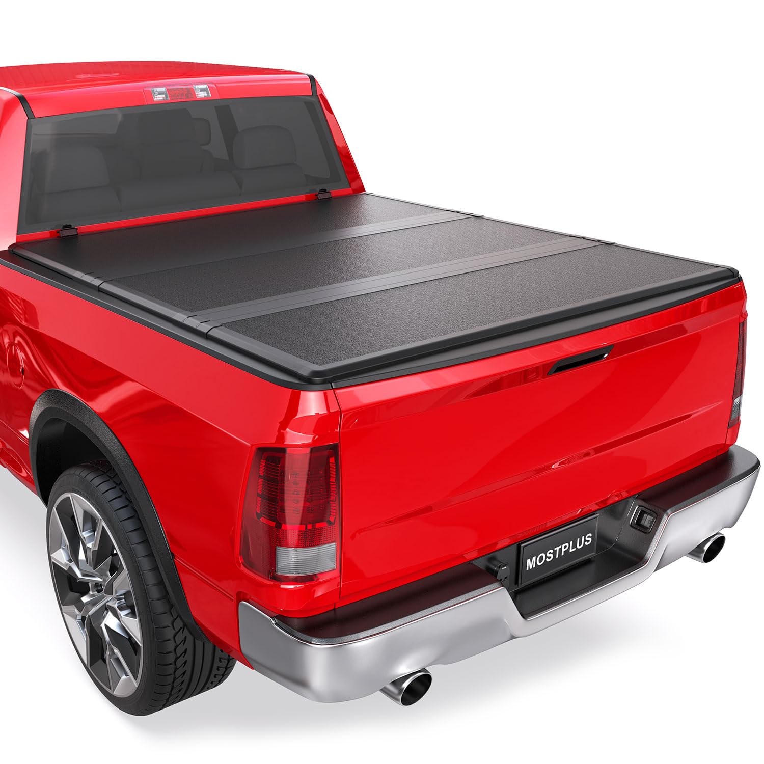 Photo 1 of ** Does not fit 2021 dodge ram** MOSTPLUS Fiberglass Tri- Fold Hard Truck Bed Tonneau Cover Compatible for 2002-2024 Dodge Ram 1500 Inclu. Classic & New Body/2003-2024 Ram 2500 3500 Fleetside (w/o RamBox) 6.5 FT Bed On Top-76.3 Inch